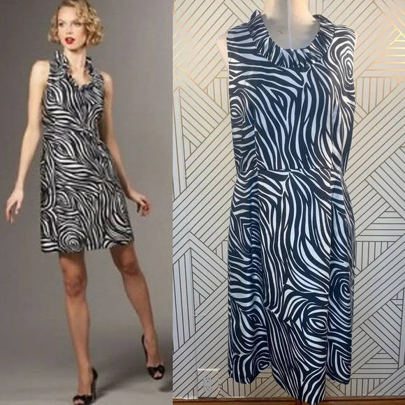 Kate Spade‎ Dyan Woodblock Zebra Black White Dress - Picture 1 of 12